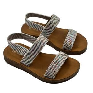 MINI MODA Girls Shimmery Open Toe Strap Sandals 8